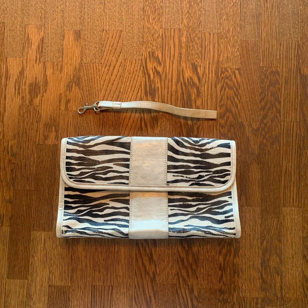 Zebra Print Clutch with Wrist Strap